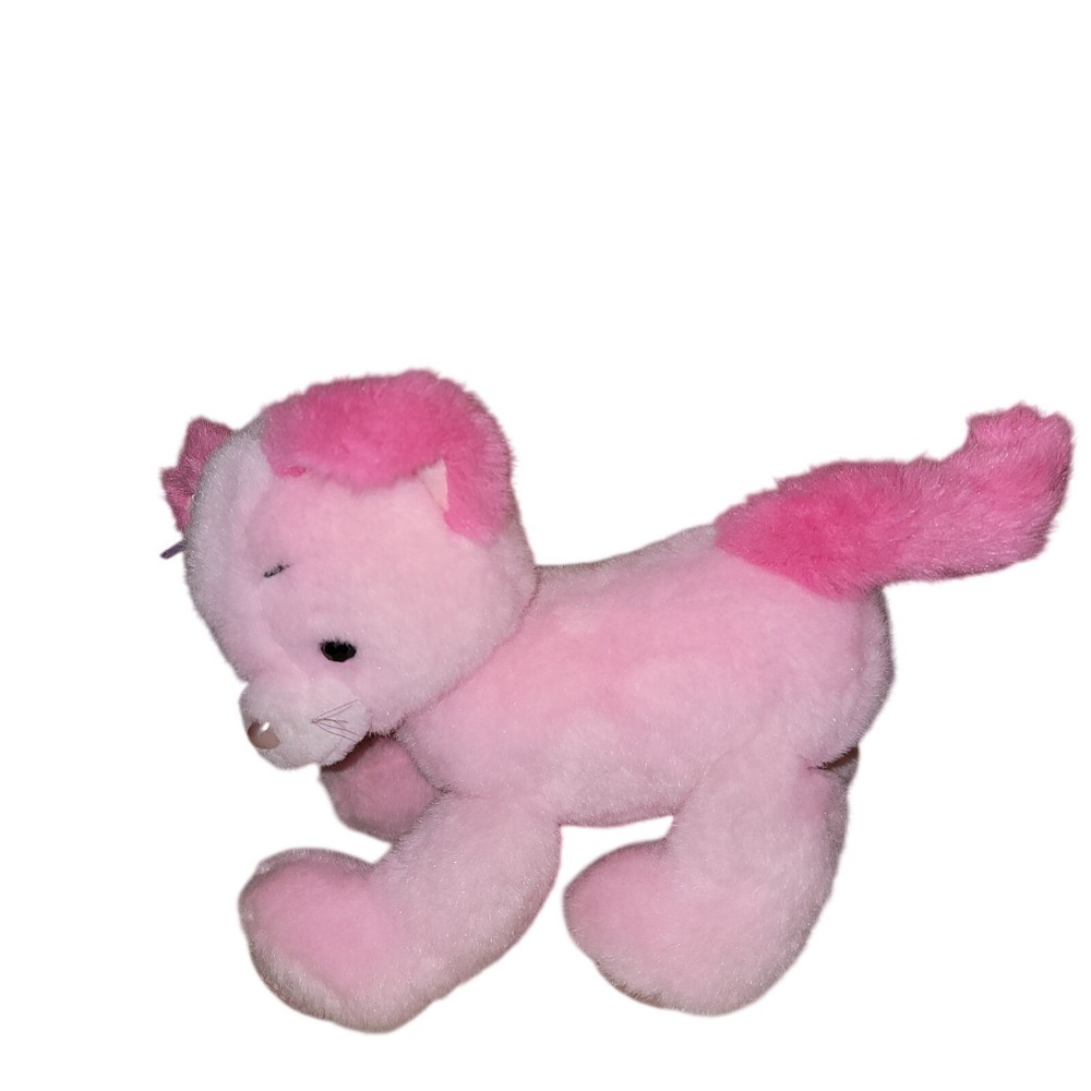Vintage 2001 Mattel Barbie Pink Plush Kitten Cat Hard Paws Stuffed Animal Toy
